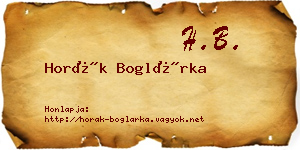 Horák Boglárka névjegykártya